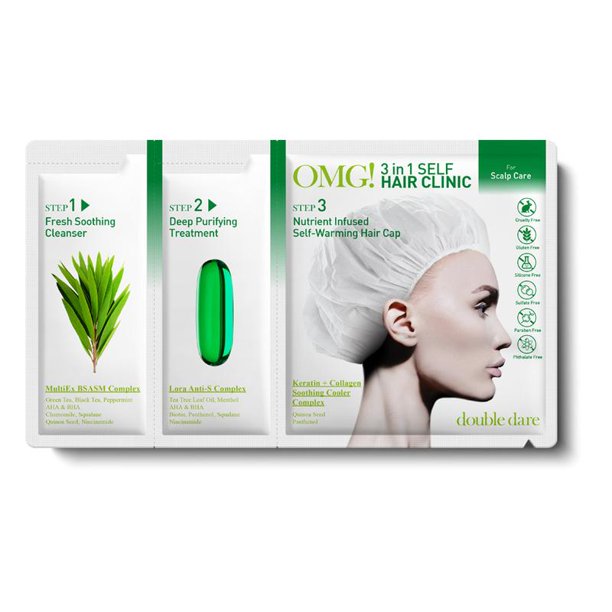 OMG! 3 IN 1 Self Hair Clinic - Scalp Care- box (5 count/pkg, green)